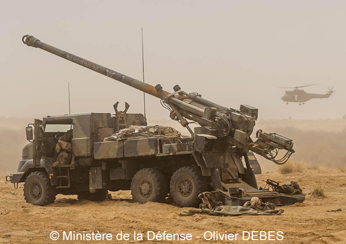 Canon automoteur de 155mm CAESAR, 68e Régiment d'Artillerie d'Afrique, opération Serval, Mali ; 2013
