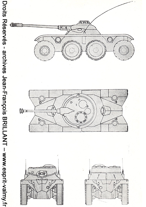 Panhard EBR FL-11, canon de 75 mm SA49, croquis d'instruction