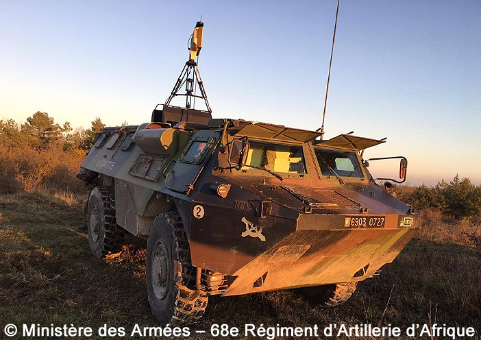 MURIN (Moyen de surveillance Utilisant un Radar d’observation des INtervalles) sur VAB VIT, 68e Régiment d'Artillerie d'Afrique ; 2019