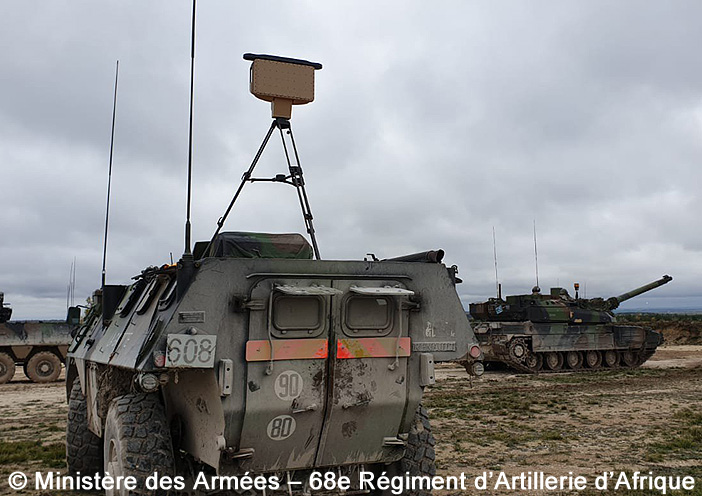 MURIN (Moyen de surveillance Utilisant un Radar d’observation des INtervalles) sur VAB VIT, 68e Régiment d'Artillerie d'Afrique ; 2019